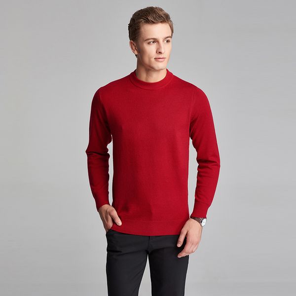

autumn mens solid color o neck casual wool sweater long sleeve office man pure color sweater pullovers, White;black