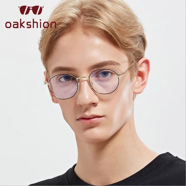 

oakshion men brand designer vintage small frame round eyeglasses male clear lens flat glasses outdoor optical fake eyewears 2018, White;black
