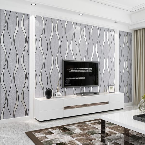 Großhandel Moderne Einfache 3D Stereo Streifen Welle Tapete Wohnzimmer TV Sofa Schlafzimmer Wohnkultur Vlies Beflockung Tapeten Für Wände 3 D Von ... Großhandel Moderne Einfache 3D Stereo Streifen Welle Tapete Wohnzimmer TV Sofa Schlafzimmer Wohnkultur Vlies Beflockung Tapeten Für Wände 3 D Von ...