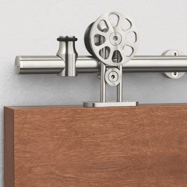 

spoke wheel vintage spoke industrial stainless steel sliding barn door hardware kit 6ft track single door kit