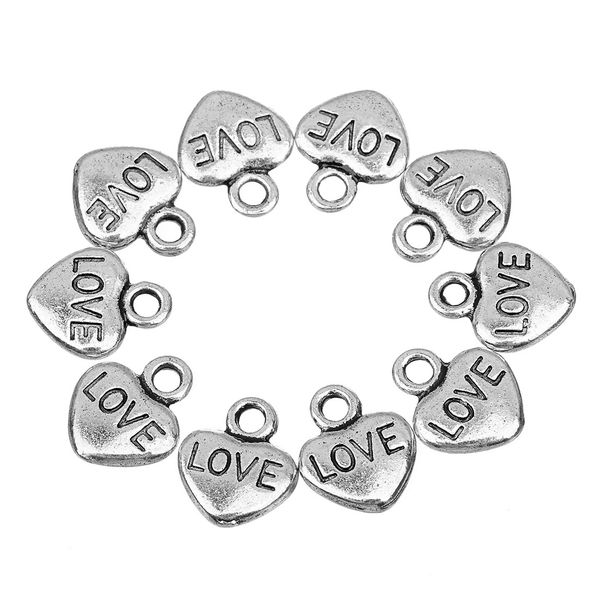 

vintage love charm antiqued silver fashion mini heart charm pendant heart charms pendant for jewelry diy support fba drop shipping g990f, Bronze;silver