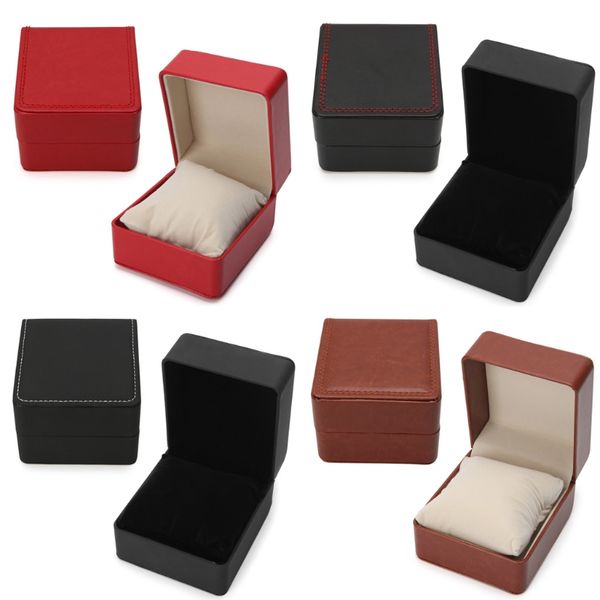

luxury faux leather watch box bracelet bangle pillow cushion display holder case jul31, Black;blue
