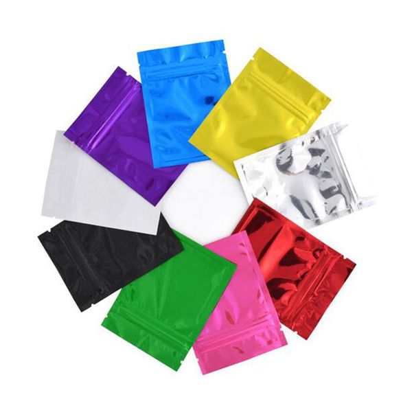 7.5 * 10cm colorido Zipper alumínio embalagem de folha Food Zipper Bag Snack Bolsas Mylar Auto Seal Embalagem Sacos para Máscara