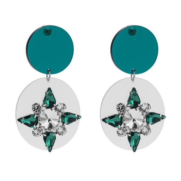 

party bijoux bohemia statement star crystal drop earrings women trendy big round pendant earrings wedding jewelry christmas gift, Silver