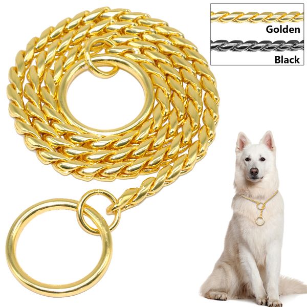 

snake chain dog training collar pet show collar heavy duty metal chain p choke collars strong chrome gold black 3mm 4mm 5mm