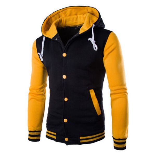 

men's winter slim hoodie sport jacket 2018 new striped button warm sweatshirt outwear sweater workout joggers running jacket, Black;red