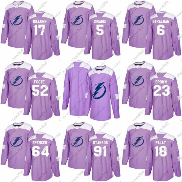 

2018 Fights Cancer Jersey 91 Steven Stamkos 21 Brayden Point 63 Matthew Peca 15 Michael Bournival Tampa Bay Lightning Hockey Jerseys