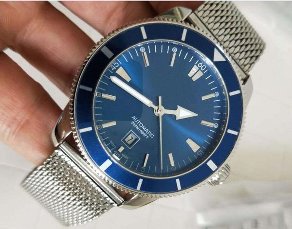 Versão de luxo best-seller Aeromarine watch 46mm azul Dial Cerâmica moldura Inoxidável fecho seguro banda de Alta qualidade mens relógios