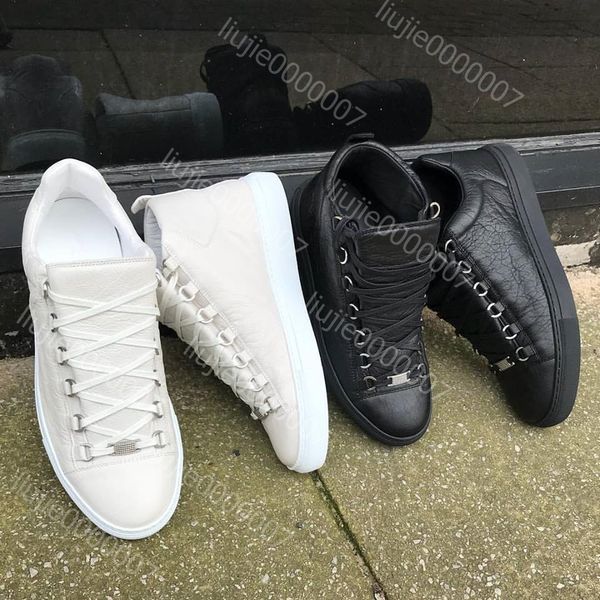 

wholesale arena shoe man casual sneaker fashion high lace up red black white wrinkled leather designer shoes drop shipping size 35-46