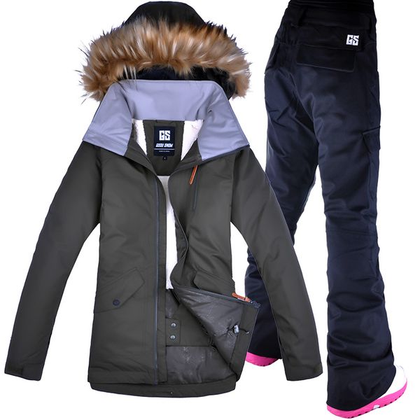 

2018 gsou snow women ski jacket pant snowboard skiing suit windproof waterproof outdoor sport wear winter suit clothing trouser
