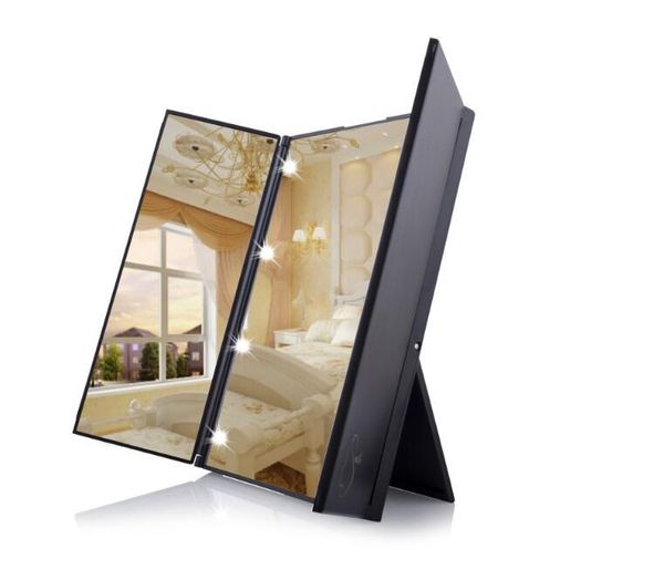 

8 leds light makeup mirror touch screen make up 3 folding portable adjustable tablecountermake up mirror