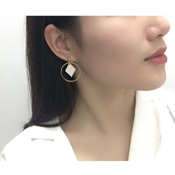 

fashion women earrings irregular geometric circle shaped women's stud earring party gift for girl, Golden;silver