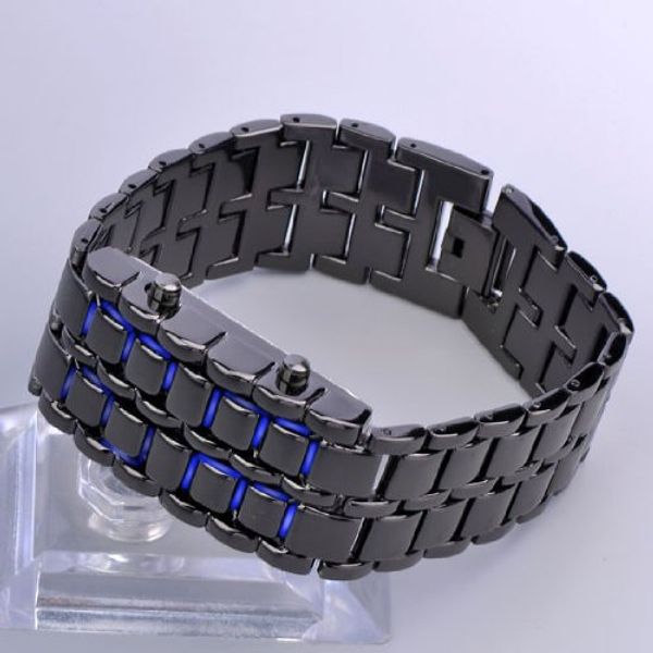 

ycys man watches formal business blue led digital watches black lava style wrist watch iron metal samurai, Slivery;brown