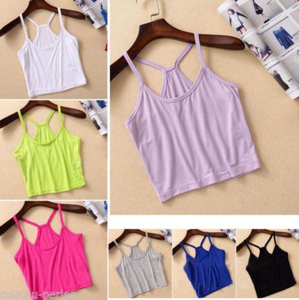 

1pc womens girls y shape strap tank vest camisole crop shirt, Red;black