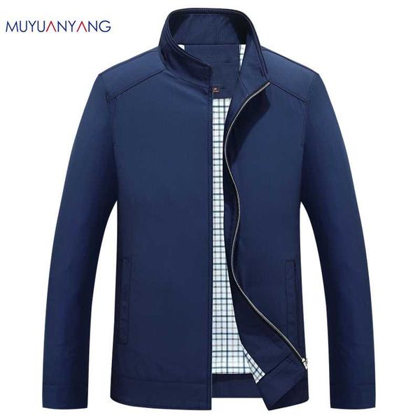 

mu yuan yang 2018 men's fashion casual stand jackets men slim fit solid color outerwear male zipper large size windbreake coat, Black;brown