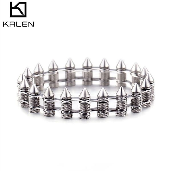 

bullet bracelet for men mini 18.5-20cm adjustable matte 4 colors stainless steel titanium bicycle chain kalen, Golden;silver