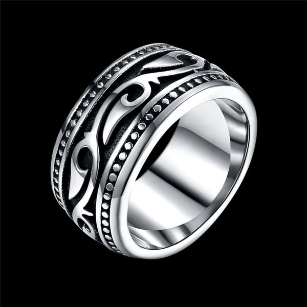 Titan Edelstahl Herren Ring Vintage Geomeric Männlich Hochzeit Schmuck Silber Farbe Vintage Männer Ringe