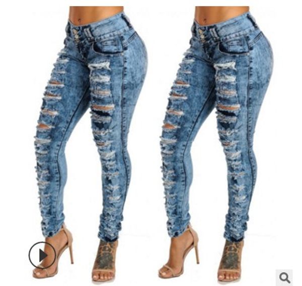 

for cross-border penghao quality jade waist hip and tight jeans foreign trade business, Blue