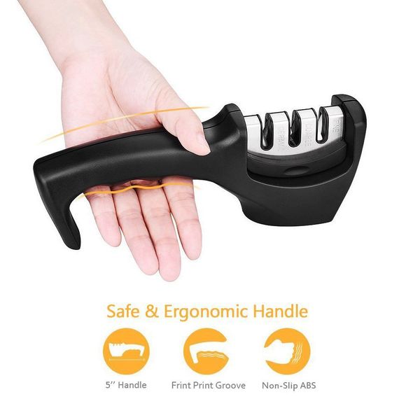 

knife sharpener 3 stages kitchen knife sharpener ceramic handle sharpening stone household knife sharpener kitchen knives tools new 12pcs