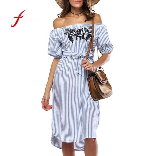 

women off shoulder dress short sleeve slash neck striped casual dress, White;black