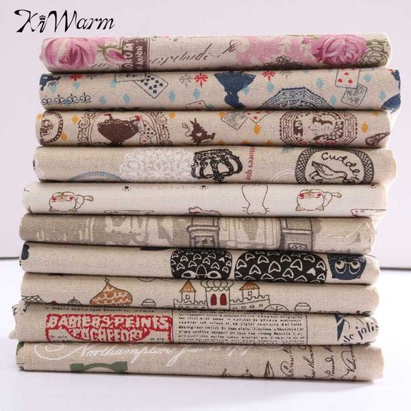 

kiwarm funny patterns cotton linen fabric quilting patchwork for sewing dolls pillow case crafts accessory 78x50cm, Black;white