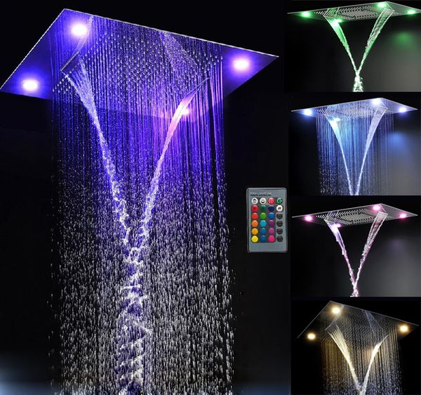 2019 Multi Function Led Light Shower Head 600 800mm Ceiling Rain Shower Remote Control Led Rainfall Waterfall Massage Shower Heads From Jiemei Shower