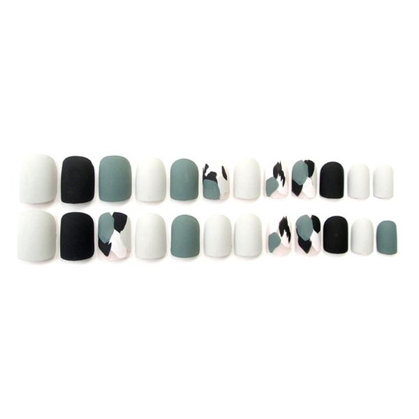 

24pcs matte designs french acrylic fake false full nail art tips decor ms-12, Red;gold
