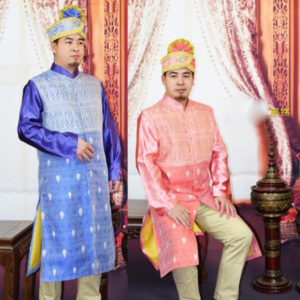 2019 India Traditional Ethnic Costumes Male Long Sleeved Robe Gown