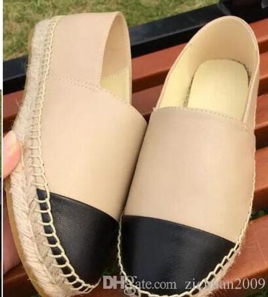 

New arrival de igner luxury famou brand thick ole canva e padrille ladie loafer genuine leather fliat women plu ize