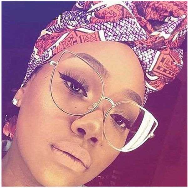 

2018 new fashion cat eye glasses frame for women transparents spectacles clear lens no degree metal decorative eyeglasses, Silver