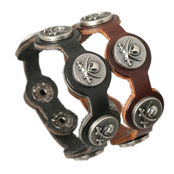 

p01444 мода кожаный сувенир европа и америка мальчик пряжки ретро день святого валентина браслет хэллоуин подарок рождественский череп подар, Golden;silver