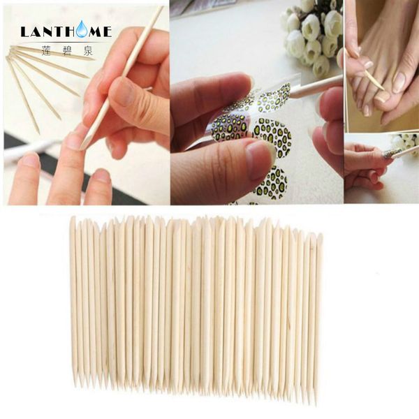

100pcs orange wood stick for nail art cuticle pusher manicure pedicure remover nail art design dot tools nails care dropshipping