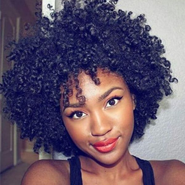 African American Women Pixie Cut Curly Wigs Afro Kinky Curly Human