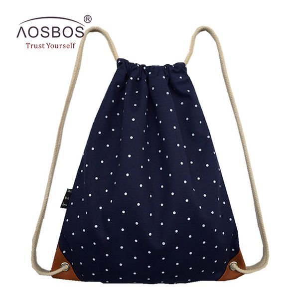 

aosbos canvas drawstring backpack durable sports bags for women men outdoor fitness gym bag for shoes storage drawstring bag