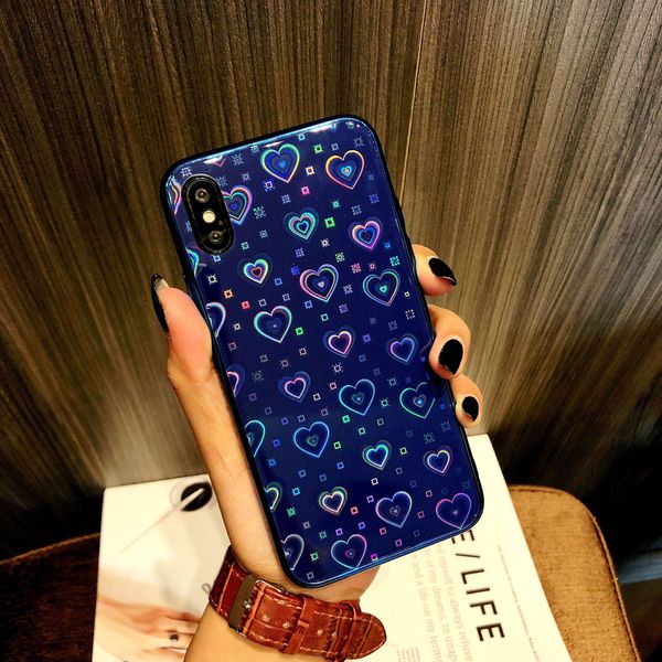 

for iphone 6s case laser flashy tempered glass phone case for iphone 8 plus case 9h hardness shell