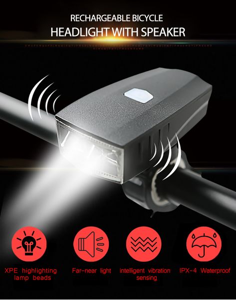 

usb rechargeable waterproof intelligent sensor bicycle headlight front light
