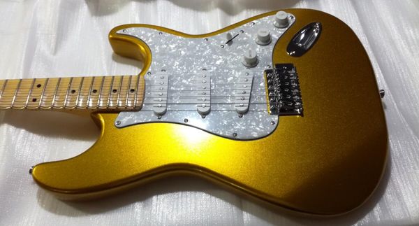 

factory wholesale gyst-1037 gold color solid mahogany body 6 string concave maple fretboard st electric guitar, be customized, ing