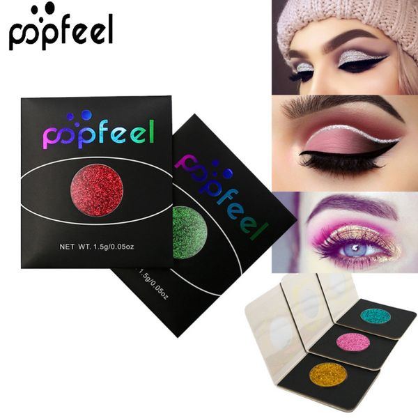 POPFEEL 18 Renk Glitter Göz farı Toz Makyaj Inci Metalik Göz Farı Paleti Uzun ömürlü Giymek Kolay Doğal