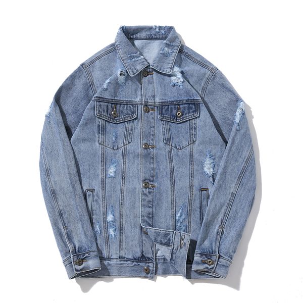 

hiphop denim jacket fashion hole chaqueta, Black;brown