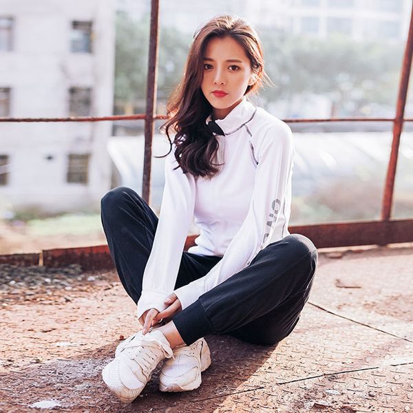

hy seven 3 sport suits women jogging tracksuits sports bra long sleeve yoga bras loose pants running set sportswear fitness suit, White;red