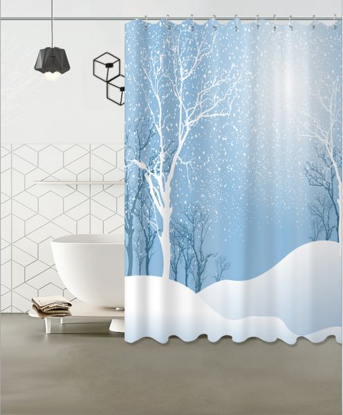 

snow pattern 3d print custom waterproof bathroom modern shower curtain polyester fabric bathroom curtain door mat sets