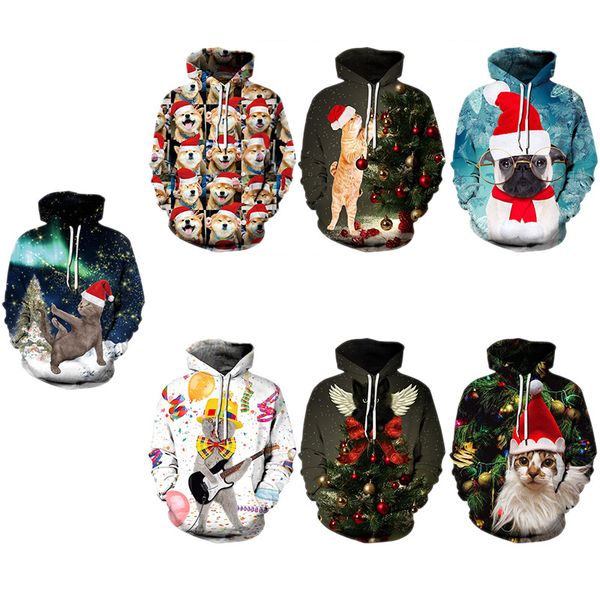

2018 nwt winter autumn fashion men women sports coat pullover hoodies galaxy 3d print christmas plus size hooded with hat sweatshirts, Black