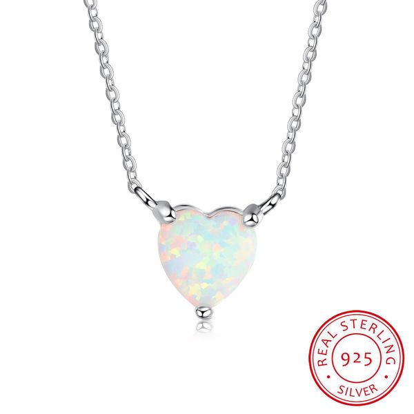 

925 стерлингового серебра белый огонь опал лучших друзей сердца кулон ожерелье fancy designs для именинницы подарков оптом, Silver