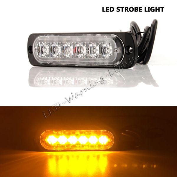

amber super slim 6-led strobe flash emergency grille light 16 flashing modes safety light for offroad truck trailer vehicles equipments