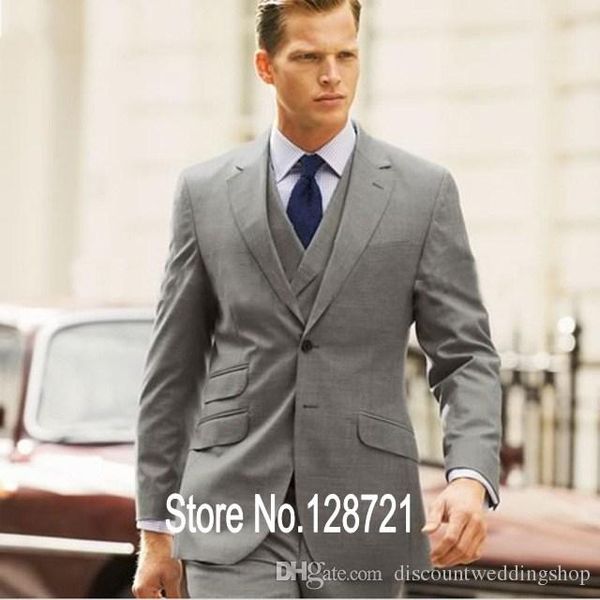 

popular design groom tuxedos two button notch lapel groomsmen man suit wedding mens suits (jacket+pants+vest+tie) j419, Black;gray