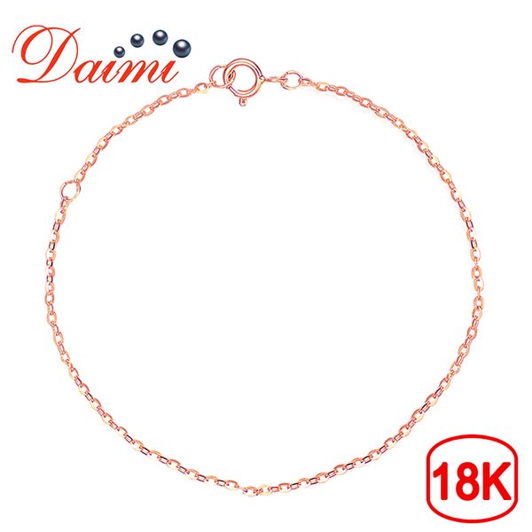 

daimi 18k gold chain au750 pure gold bracelet chain 18k rose adjustable 16cm-18cm bracelet jewelry gift, Golden;silver