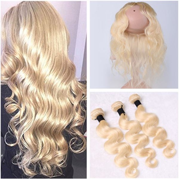 

объемная волна бразильский блондинка человеческих волос девственницы 3bundles с закрытием 360 22.5x4x2 заранее нарветесь #613 блондинка 360, Black;brown