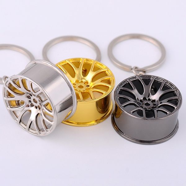 

luxury metal car keychain turbo wheel hub chain car personality keyring wheel rim model key chain for fathers day gift