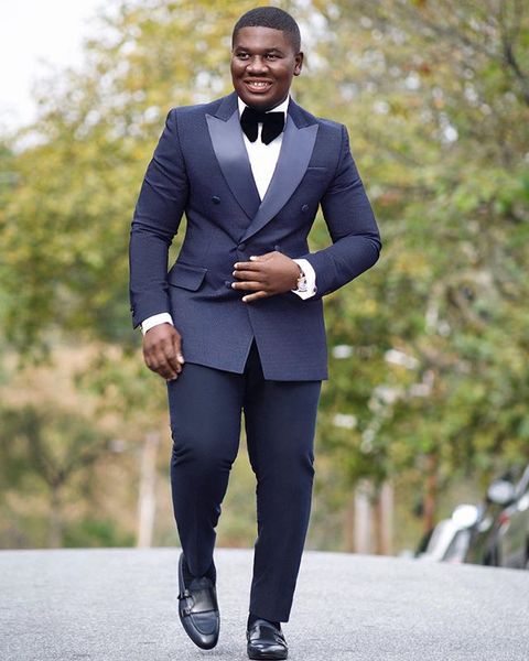 

темно-синий формальный костюм мужчины двубортный slim fit 2018 новый заказ 2 шт. набор свадебный костюм для мужчин жених костюмы смокинг, Black;gray