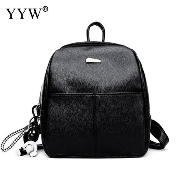

2018 new leather backpack women casual small packet girls rucksacks with little bear doll female shopping bags ladies backpacks